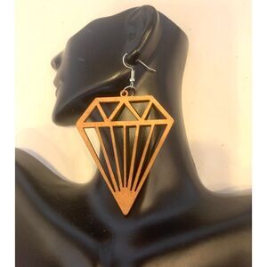 Diamond Shaped Wooden Earrings